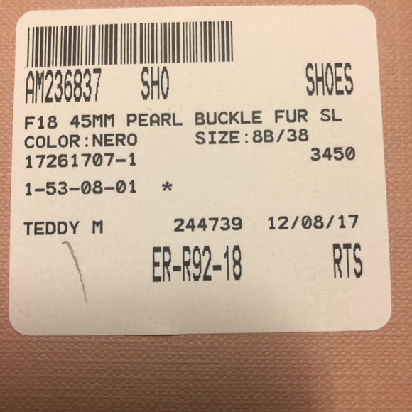 Miu Miu 45mm black pearl buckle fur slides sz 38 - Picture 6 of 6